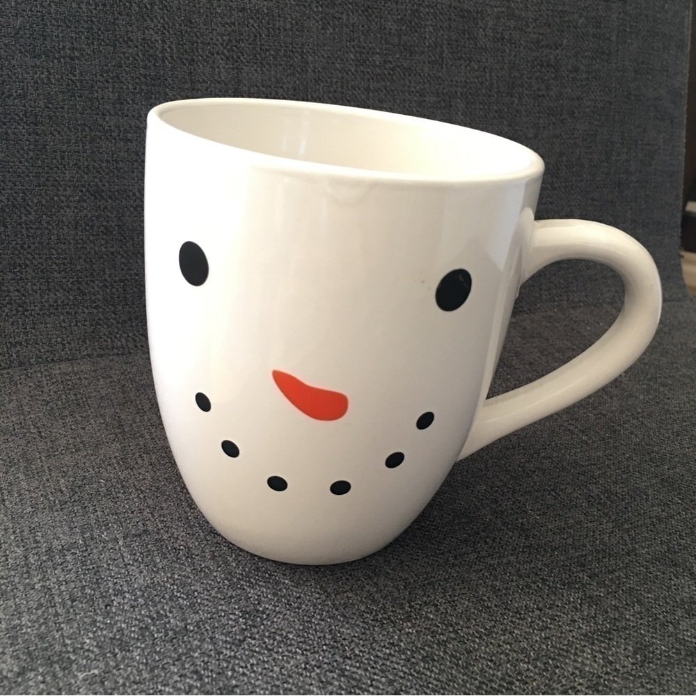White Black Orange Snowman Face Mug 18oz
